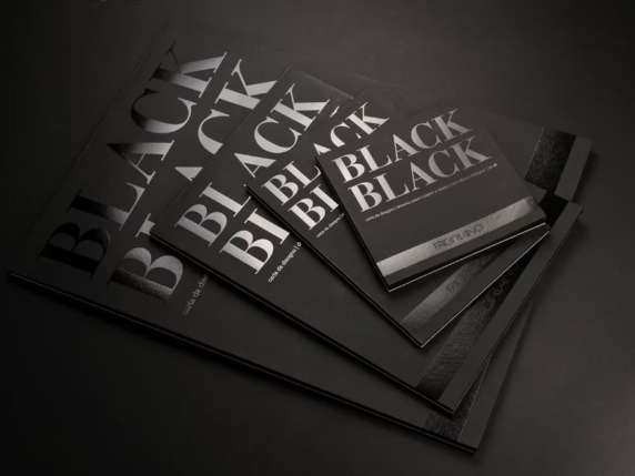 Kopgelijmd zwart tekenblok voor mixed media Fabriano BLACK BLACK 300g blokken