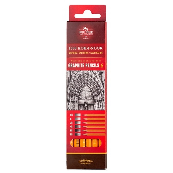 Grafietpotloden Koh I Noor 1501 set van 6 HB 8 B