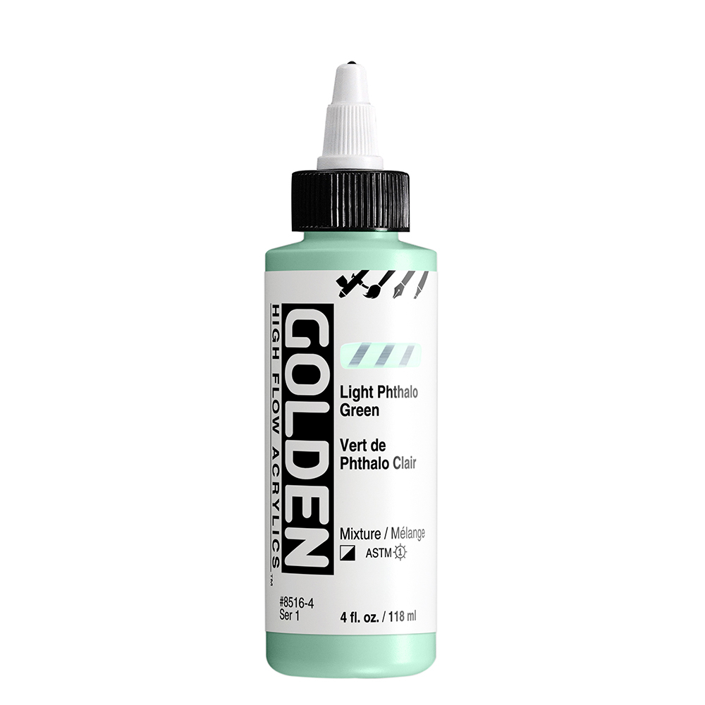 Vloeibare acrylverf GOLDEN High Flow Acrylics 118ml 8516 licht phtalo groen 0008516 4